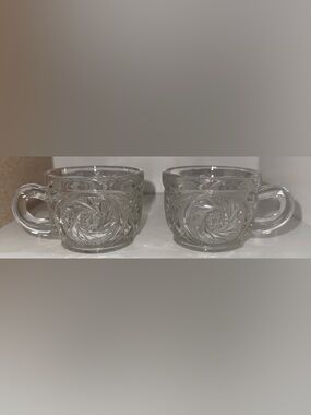2 for $15 Clear Pressed Glass Candle Holder Pair